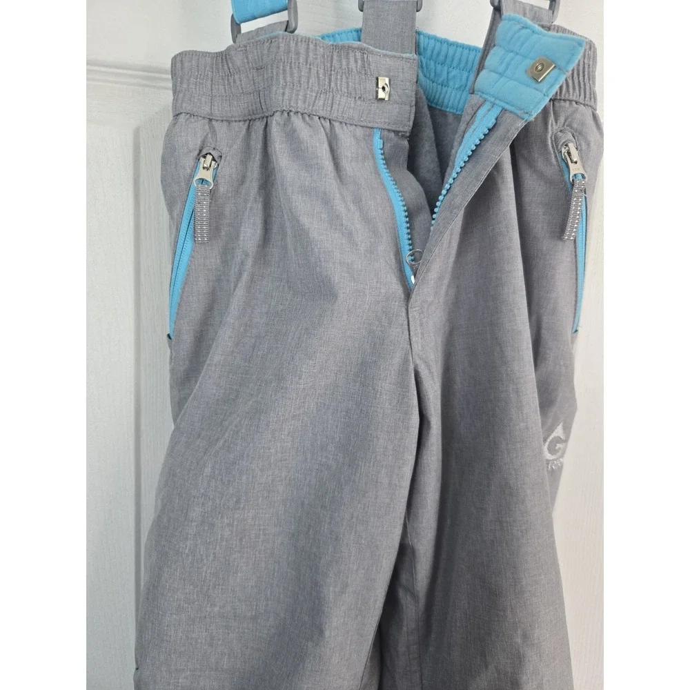 Gerry Kids Snow Bibs Pants Size S (7/8) Gray & Blue Insulated Adjustable Straps
